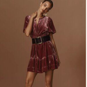 The Somerset Mini Dress Velvet Edition in Raspberry Size 2X